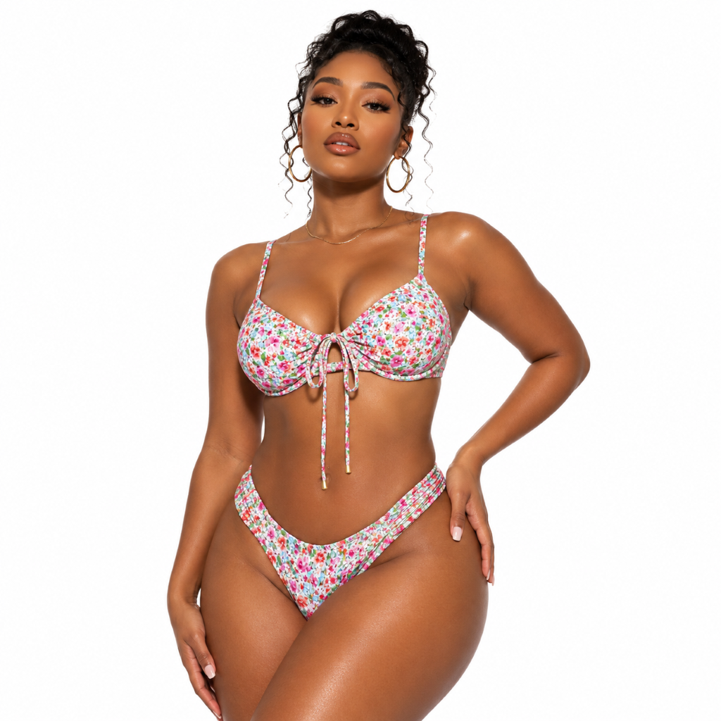 Maillot de Bain Floral Élégance – Bretelles Fines & Coupe Flatteuse