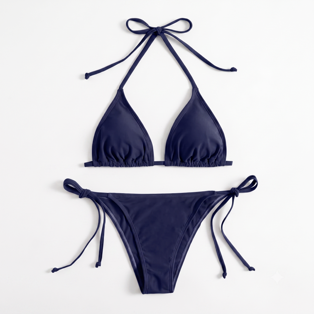 Elegant Navy Triangle Bikini - Sculpting Thong Cut