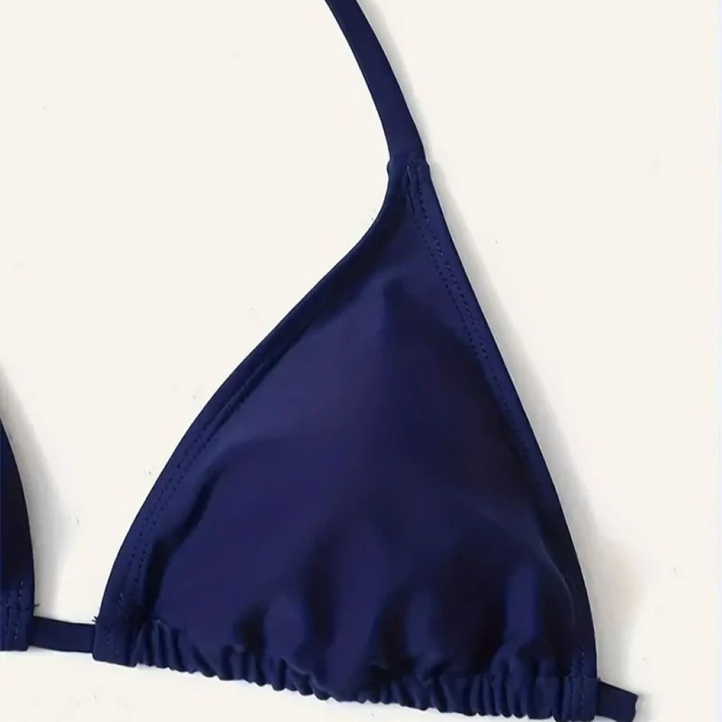 Elegant Navy Triangle Bikini - Sculpting Thong Cut