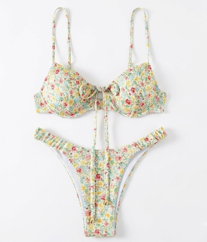 Maillot de Bain Floral Élégance – Bretelles Fines & Coupe Flatteuse