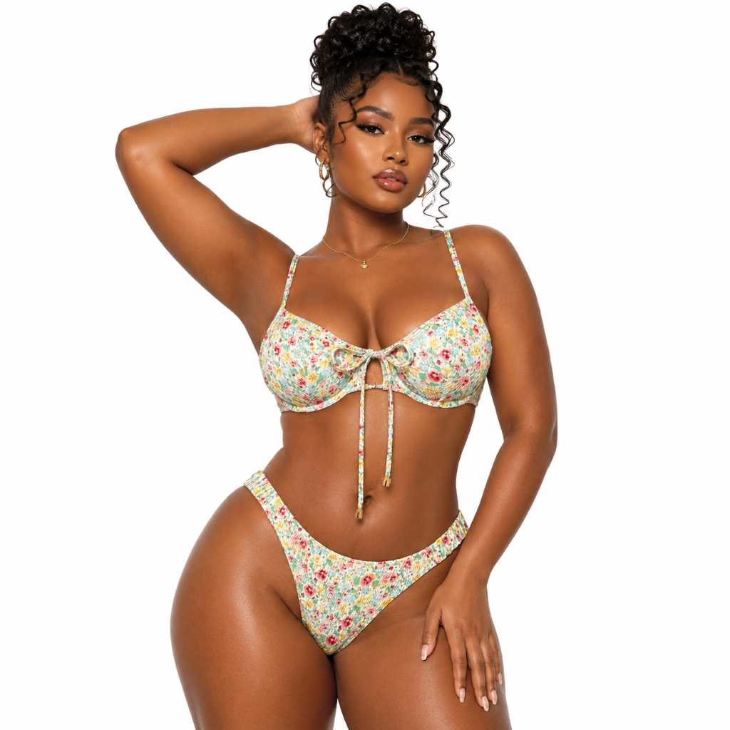 Elegant Floral Swimsuit – Thin Straps & Flattering Cut