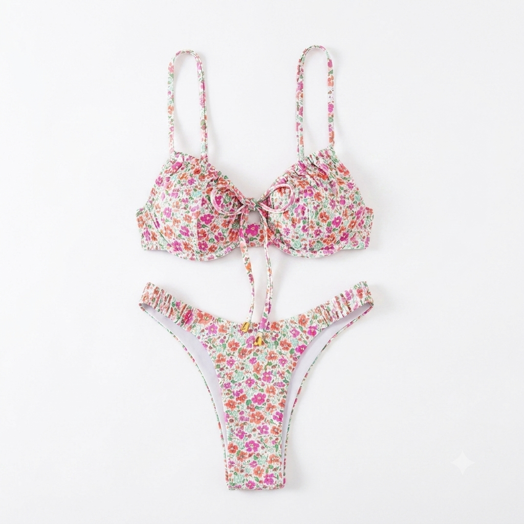 Elegant Floral Swimsuit – Thin Straps & Flattering Cut