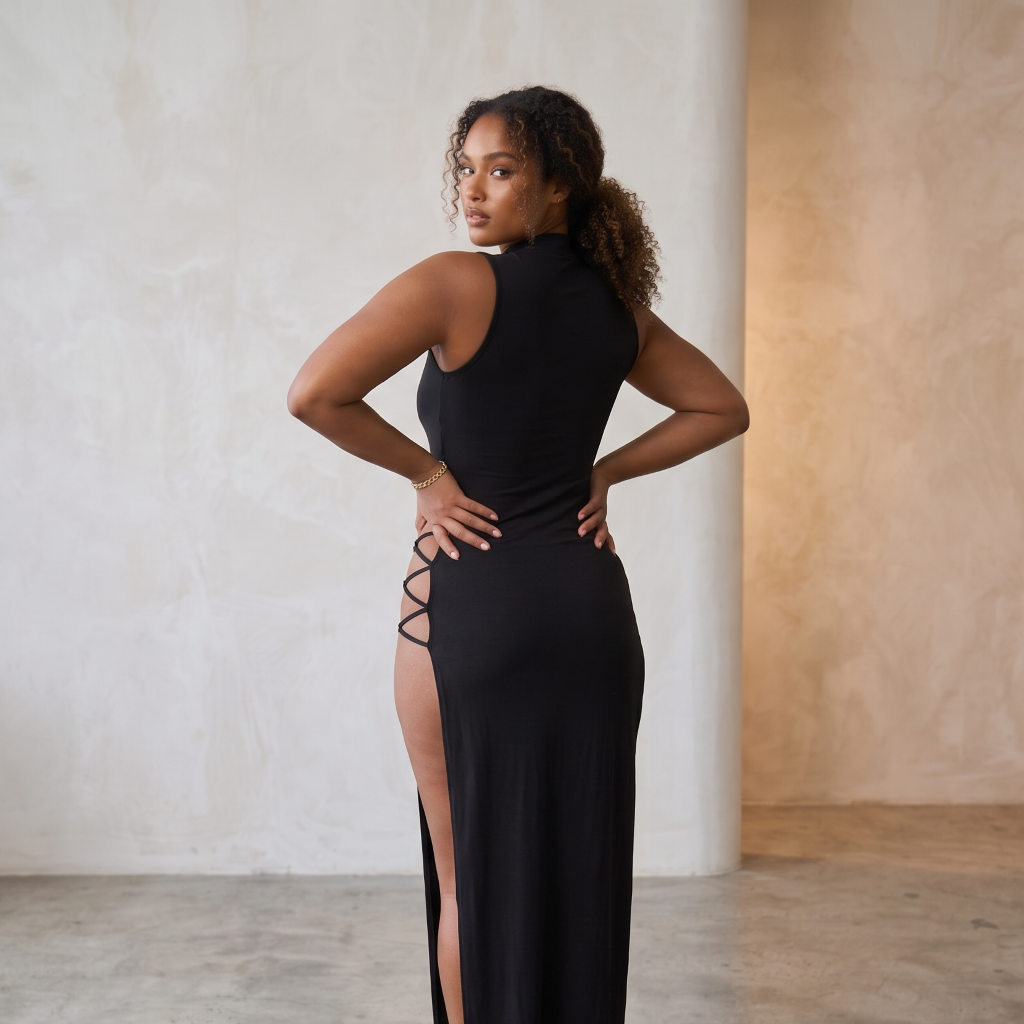 Elegant Crossover Maxi Dress – Sculpting Silhouette