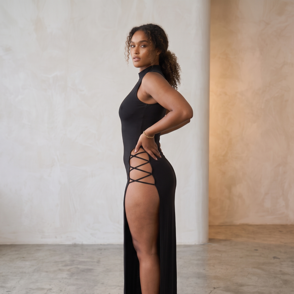 Elegant Crossover Maxi Dress – Sculpting Silhouette