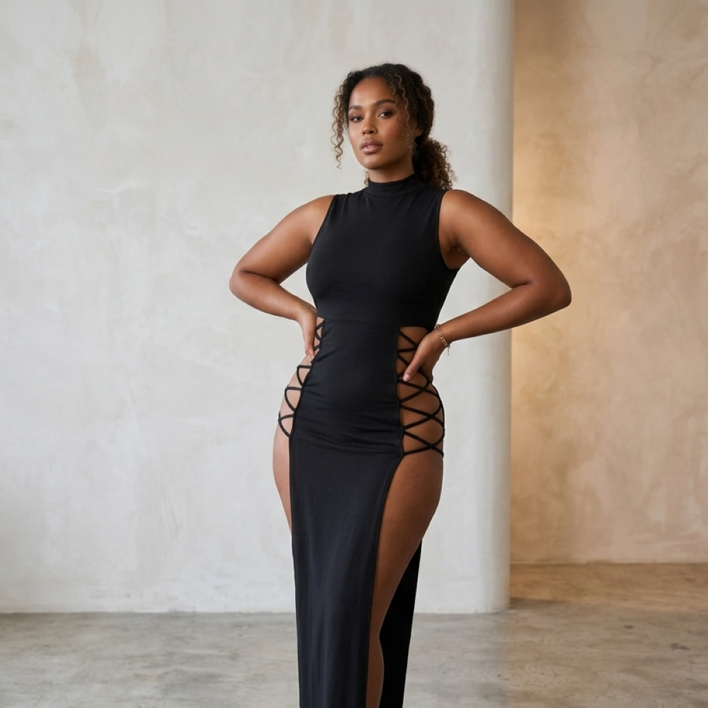 Elegant Crossover Maxi Dress – Sculpting Silhouette