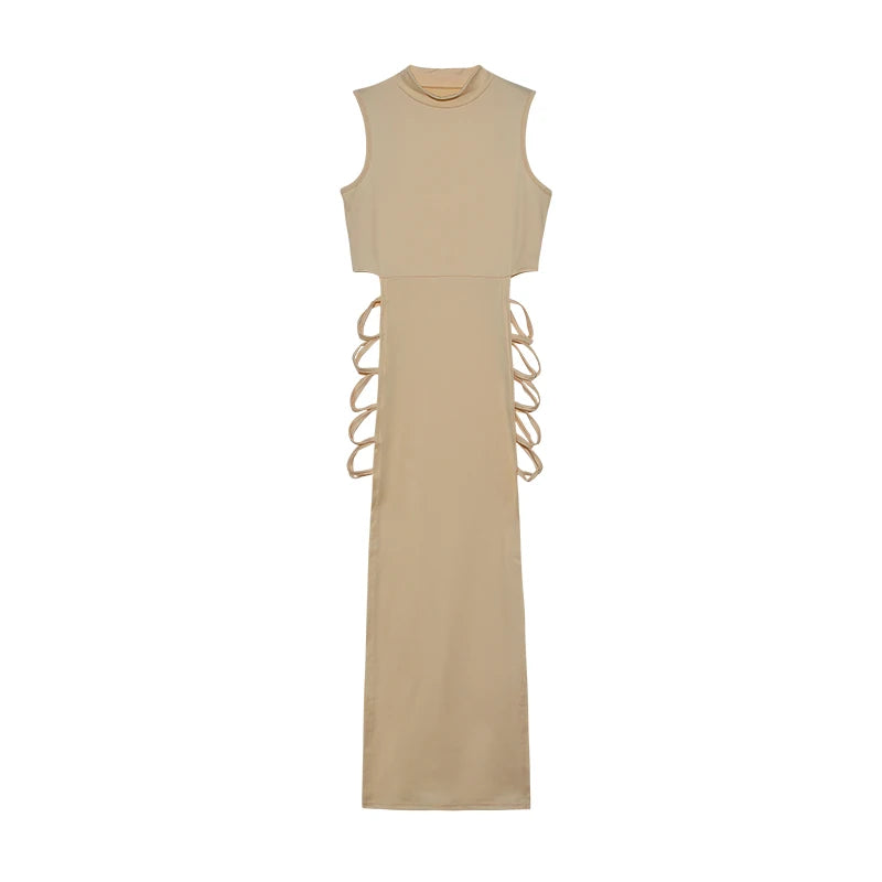 Elegant Crossover Maxi Dress – Sculpting Silhouette
